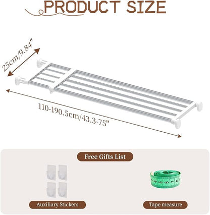 Hershii Tension Shelf Expandable Rod Closet System Heavy Duty Clothes Hanger - Image 2