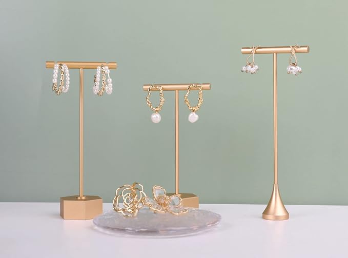 Gold Metal Earring T Bar Stand, Single small earring hanger display, Retail - Image 2