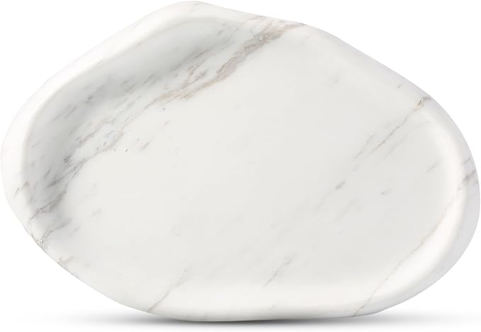 Koville Luxurious Natural White Marble Vanity Tray, Cloud Shape Serving Stone by Koville