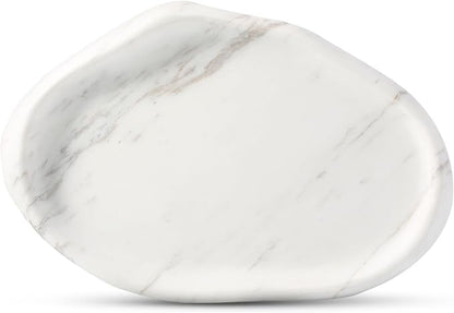 Koville Luxurious Natural White Marble Vanity Tray, Cloud Shape Serving Stone by Koville