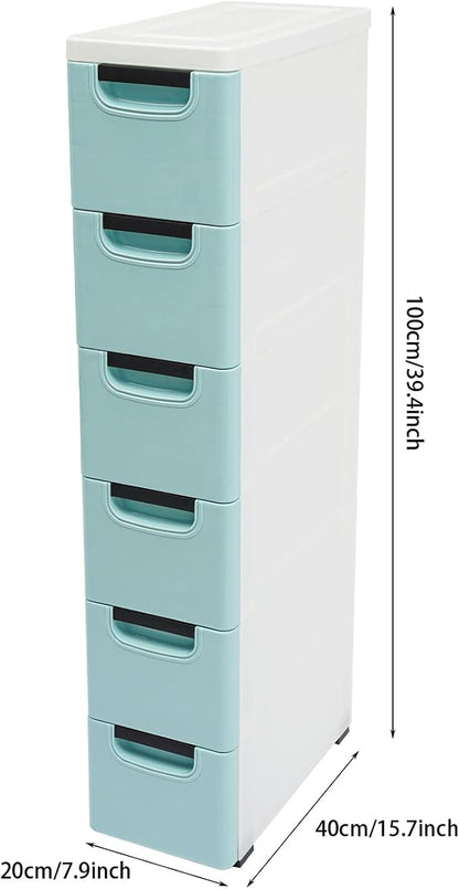 6 Drawers Storage Cabinet for Narrow Space and Home Office, Slim Rolling - Image 3