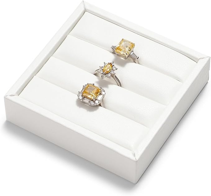 Oirlv 3 Slots PU Leather Small Ring Organizer Earrings Trays Showcase Display by Oirlv