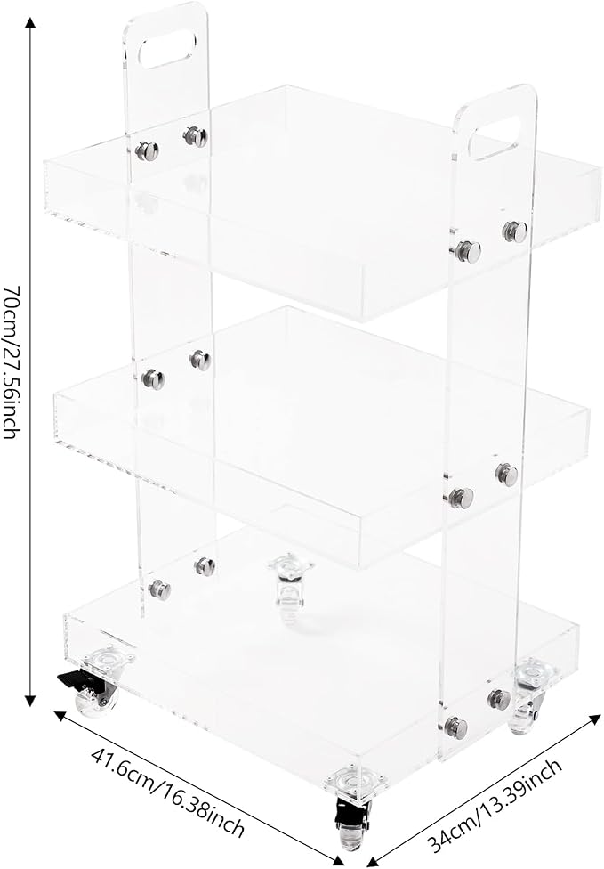 3-Tier Acrylic Utility Rolling Cart - Image 5