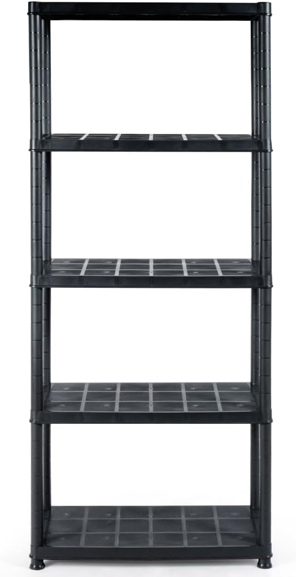 IRONMAX 5-Tier Plastic Shelving Unit, No Tools Required, Free Standing Storage by IRONMAX