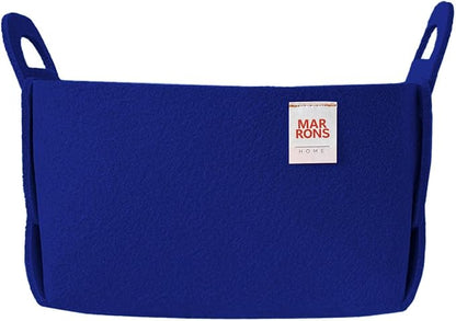 Collapsible Felt BLUE Storage Bin Small 7.1"x5.1"x5.1" – Foldable Basket by MARRONS