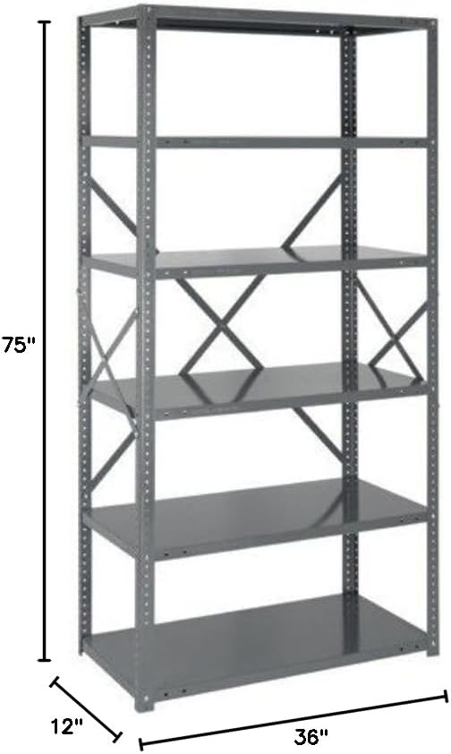 Quantum Storage Systems 75-1236-4 IRONMAN Solid Heavy Duty 4 Shelves 75" H x - Image 2