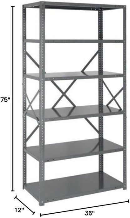 Quantum Storage Systems 75-1236-4 IRONMAN Solid Heavy Duty 4 Shelves 75" H x - Image 2
