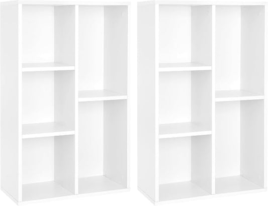 VASAGLE Set of 2 Bookcases, Bookshelves, 5 Compartments, Freestanding Shelves by VASAGLEbySONGMICSHOME
