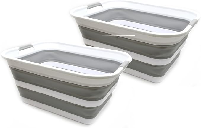 SAMMART 42L Set of 2 Collapsible Plastic Laundry Basket by SAMMART