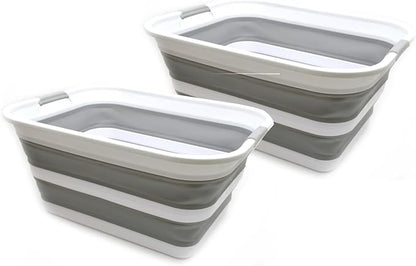SAMMART 42L Set of 2 Collapsible Plastic Laundry Basket by SAMMART