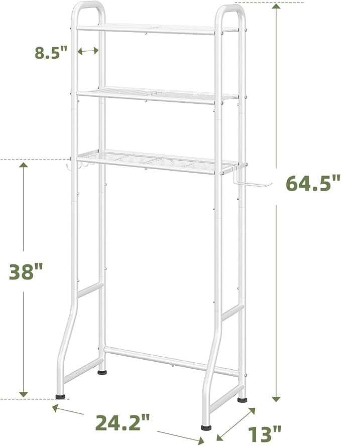 Simple Trending Over The Toilet Storage Rack, Metal 3 Tier Bathroom Organizer - Image 7