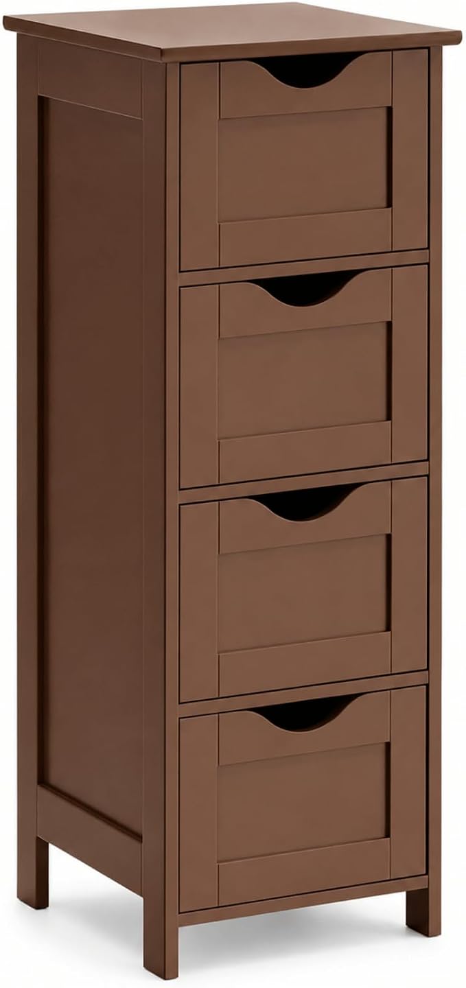 VINGLI 4-Drawer Bathroom Storage Cabinet, Slim Freestanding Floor Cabinet by VINGLI