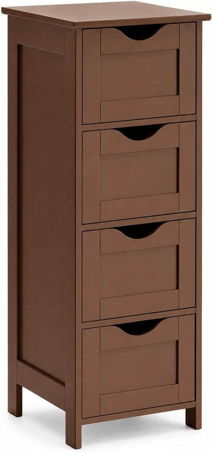 VINGLI 4-Drawer Bathroom Storage Cabinet, Slim Freestanding Floor Cabinet by VINGLI