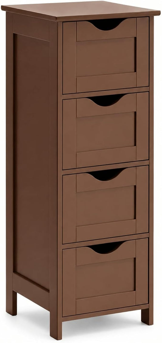 VINGLI 4-Drawer Bathroom Storage Cabinet, Slim Freestanding Floor Cabinet by VINGLI