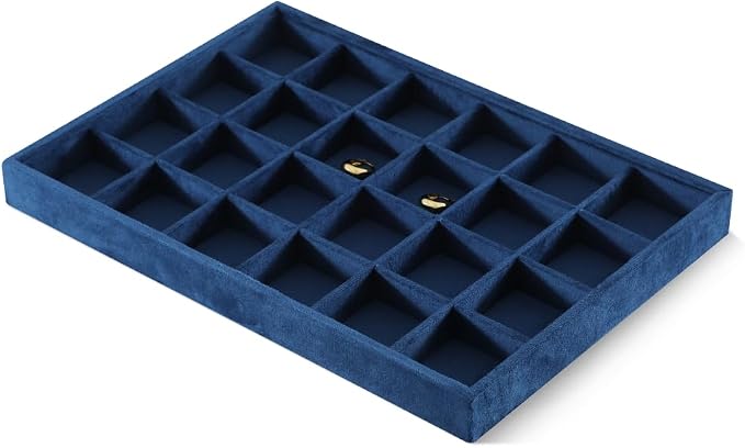 Velvet Stackable Jewelry Display Tray, 24 Grid Earring Ring Storage Tray - Image 3