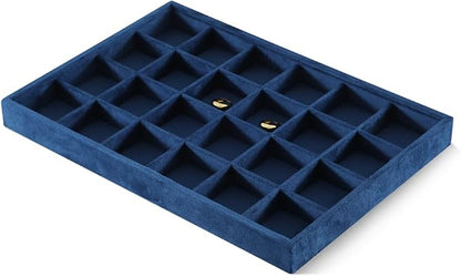 Velvet Stackable Jewelry Display Tray, 24 Grid Earring Ring Storage Tray - Image 3