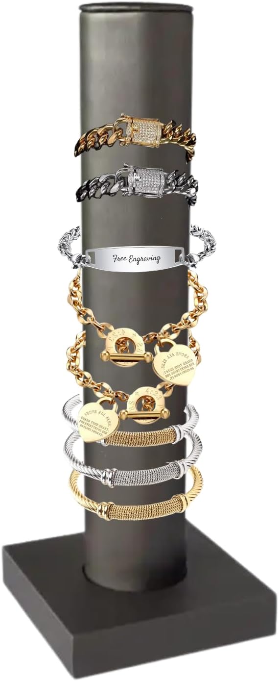 Novel Box Silver Leatherette Vertical Bracelet/Bangle Display Tower by NovelBoxCompanyLtd