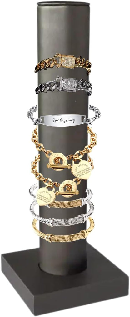 Novel Box Silver Leatherette Vertical Bracelet/Bangle Display Tower by NovelBoxCompanyLtd