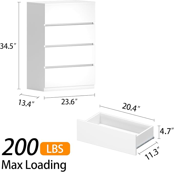 furtble 4 Drawer Dresser for Bedroom, Modern Closet Drawers Storage Cabinet for - Image 2