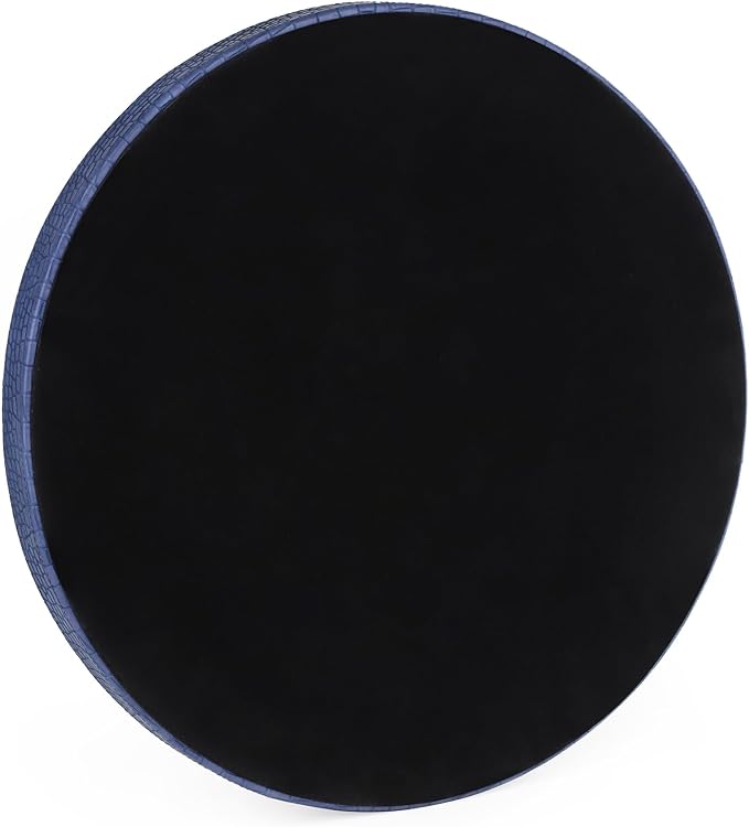 HofferRuffer Round Serving Tray 20'', Elegant Faux Leather Circle Ottoman Table - Image 9