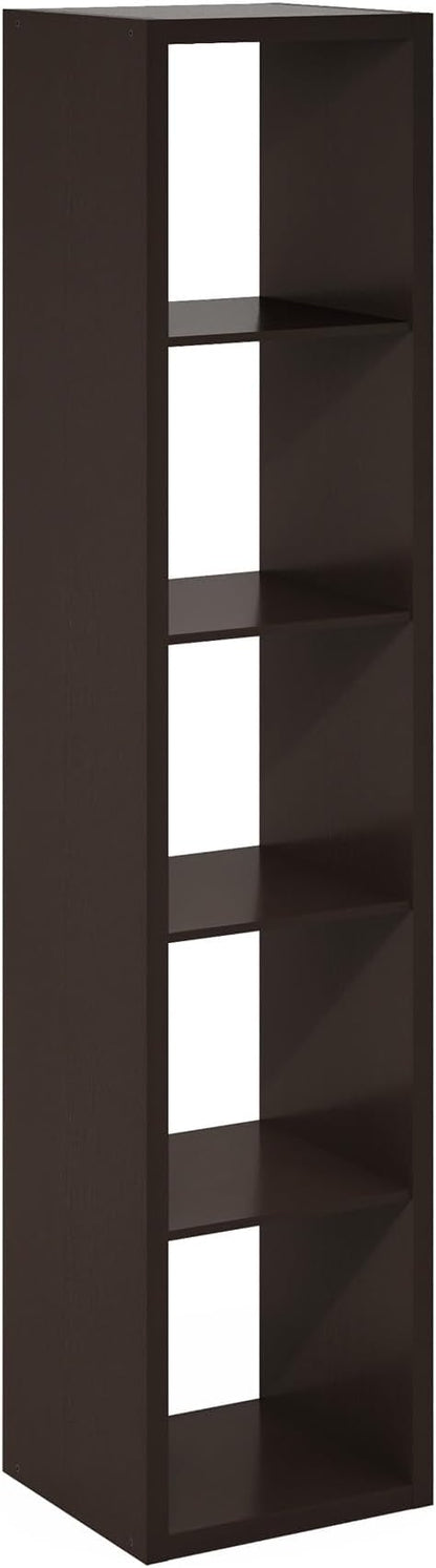 Furinno Cubicle 5-Cube Book Shelf, Extra Thick Frame Bookshelf, Dark Oak | - Image 11