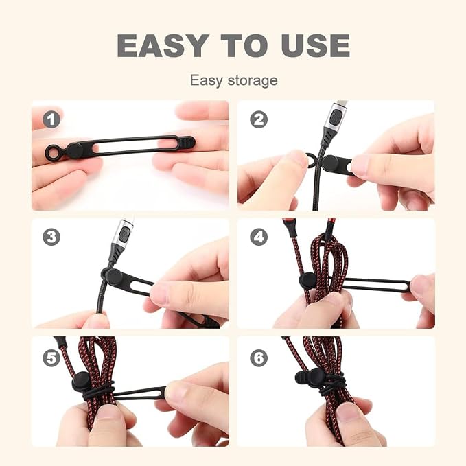 Data Cable Organizer, Silicone Cable Ties Reusable - Image 3