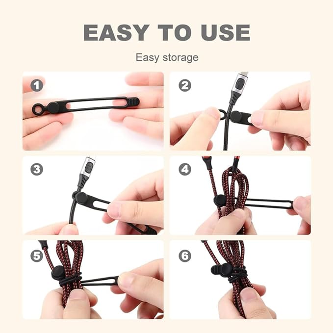Data Cable Organizer, Silicone Cable Ties Reusable - Image 3