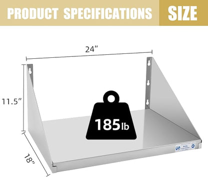 Hally Stainless Steel Microwave Shelf 18"x24" 185 lb, NSF Commercial Heavy Duty - Image 3