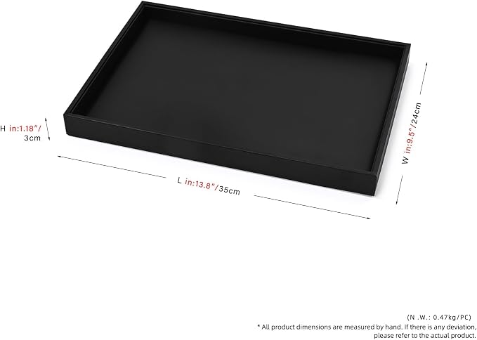 Black PU Leather Jewelry Display Flat Tray Ring Necklace Watch Organizer - Image 3