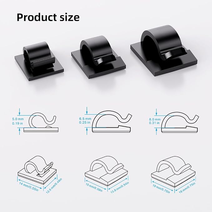 100 PCS Adhesive Cable Clips Cord Organizer, Wire Holder - Image 3
