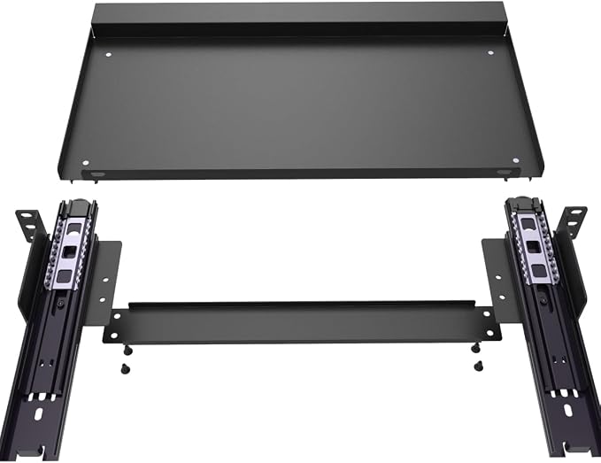 JINGCHENGMEI 1U Keyboard Tray 8" Deep -Universal 19" Rack Mount Sliding Shelf - Image 7