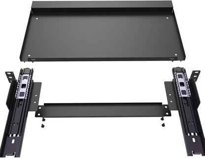 JINGCHENGMEI 1U Keyboard Tray 8" Deep -Universal 19" Rack Mount Sliding Shelf - Image 7