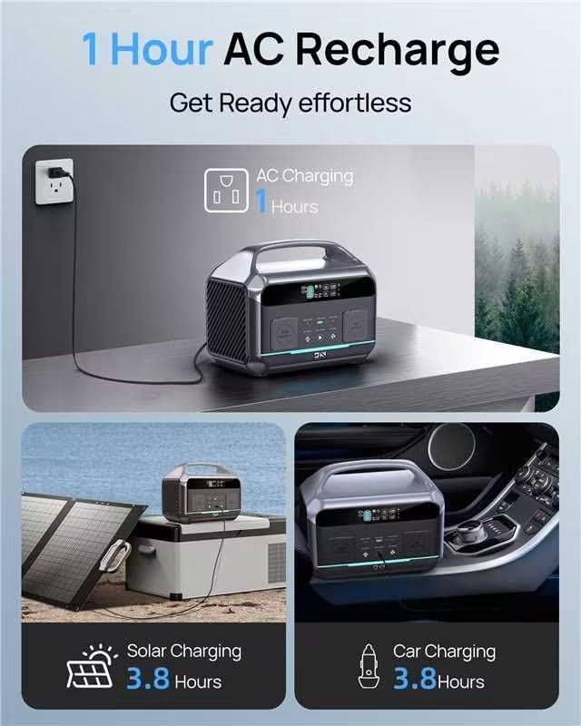 Portable Power Station 600W, 576Wh LiFePO4 Solar Generator - Image 4