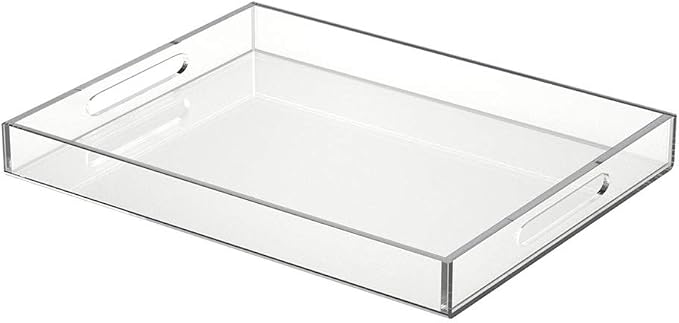 NIUBEE Acrylic Serving Tray 14x18 Inches -Spill Proof- Clear Decorative Tray by NIUBEE