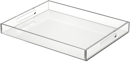 NIUBEE Acrylic Serving Tray 14x18 Inches -Spill Proof- Clear Decorative Tray by NIUBEE