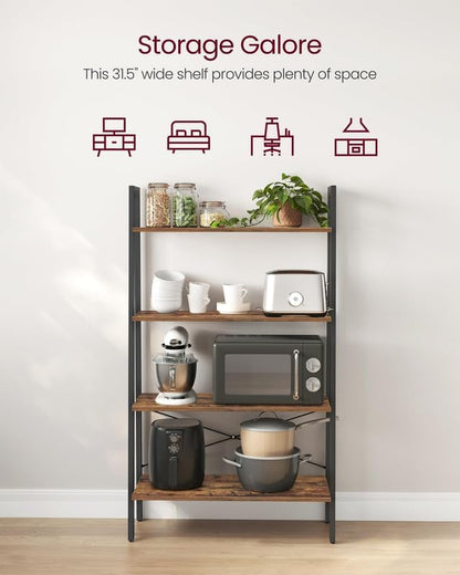 VASAGLE Ladder Shelf, 4-Tier Bookshelf, Storage Rack, Bookcase - Image 4