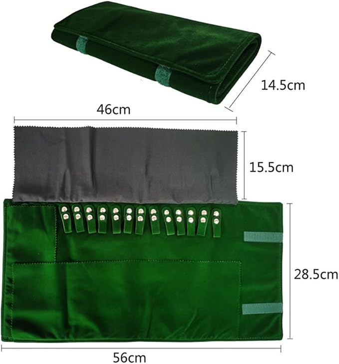 Premium Jewelry Roll Organizer for 16 Necklaces 55cm x 29cm Metal Snap & Velcro - Image 5