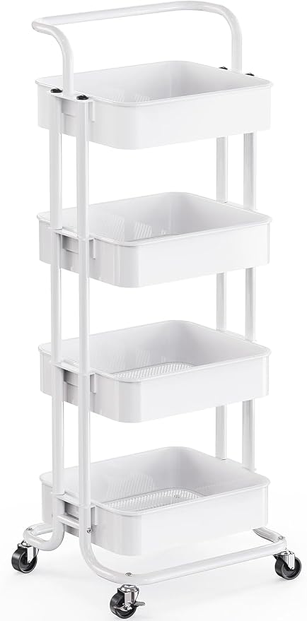 Pipishell 4 Tier Rolling Cart, Metal Utility Cart by Pipishell