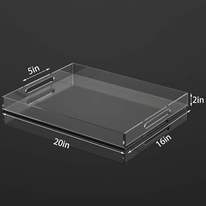 NIUBEE Acrylic Serving Tray 16x20 Inches -Spill Proof- Clear Decorative Tray - Image 2