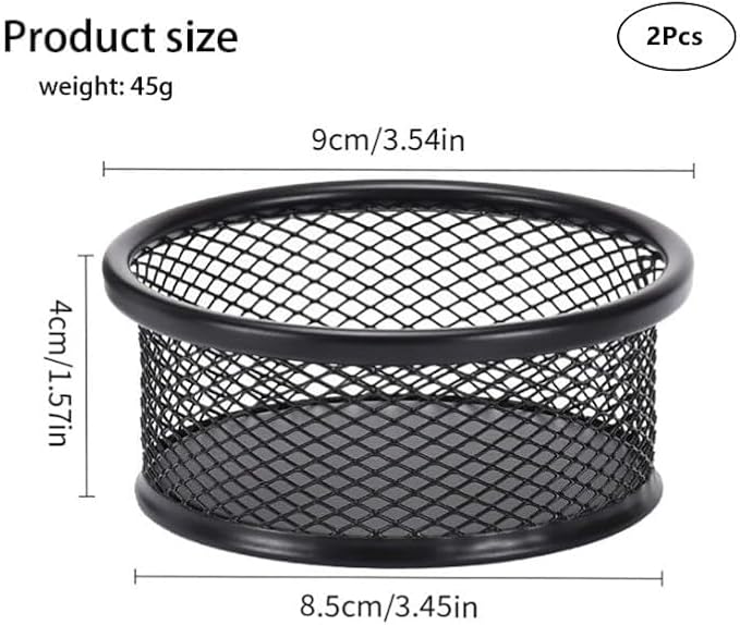 2Pcs Black Minimalist Metal Paper Clip Holder Mesh Paperclip Bowl Binder Clip - Image 2