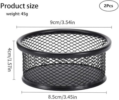 2Pcs Black Minimalist Metal Paper Clip Holder Mesh Paperclip Bowl Binder Clip - Image 2