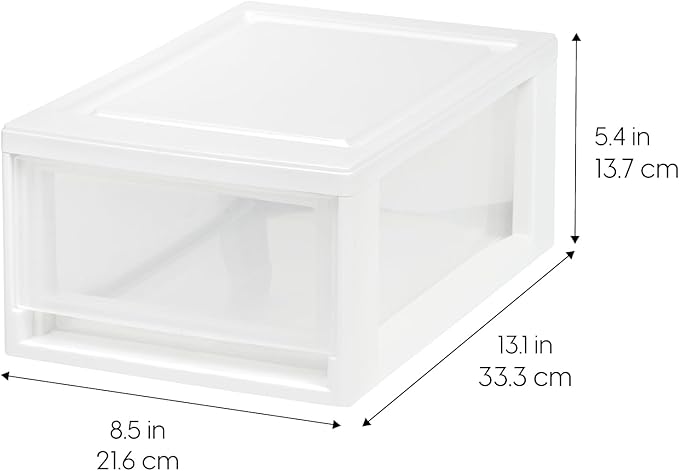 IRIS USA 6 Qt. Plastic Drawer Storage Organizer Stacking Drawers, Stackable Unit - Image 3