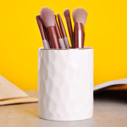 WHJY Ceramic White Pencil Cup, Makeup brushes Holder, Modern Geometry Design - Image 4