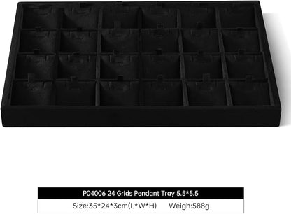 Velvet Necklace Display Tray, Stackable 24 Grid Insert Pendant Necklaces - Image 2