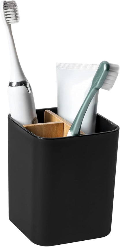 Bamboo Toothbrush Holder for Bathrooms, 3 Slots Toothbrush and Toothpaste by Heagoale