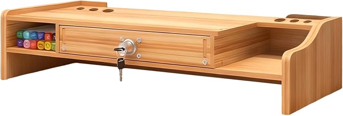 Desktop Computer Elevated Stand 48.8x20x10.5cm, Wooden Monitor Riser by Unknown