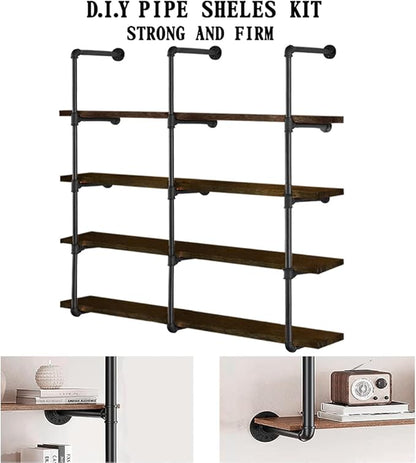 HITOMEN Industrial Iron Pipe Shelves, 3 Set 5-Tier, DIY Open Bookshelf Bookcase - Image 5