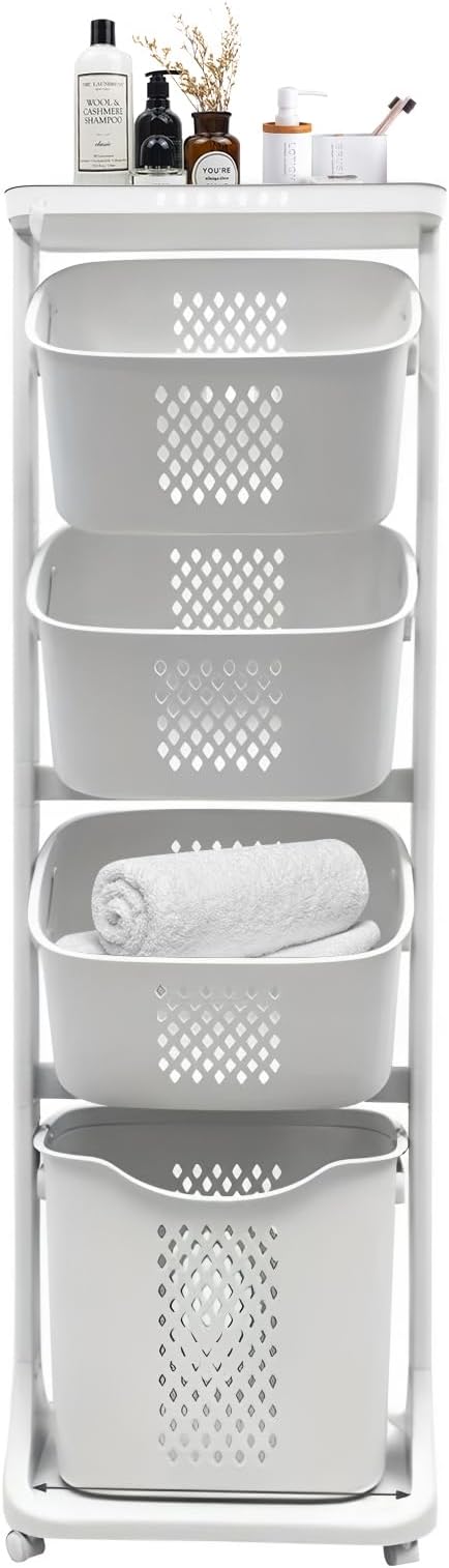 4-Tier Vertical Laundry Hamper Sorter, Laundry Storage Organizer - Image 7