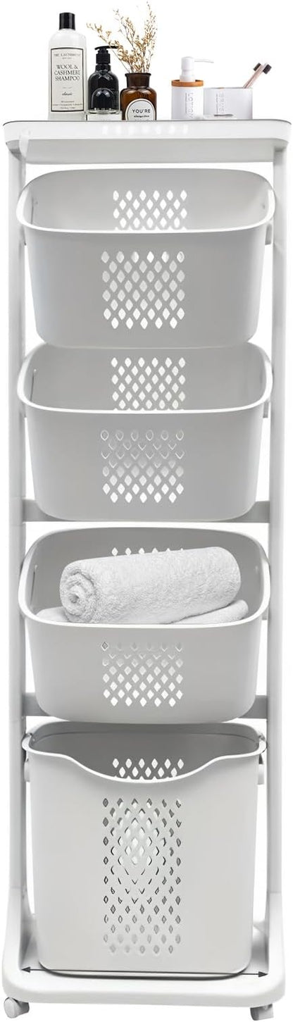 4-Tier Vertical Laundry Hamper Sorter, Laundry Storage Organizer - Image 7