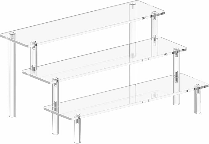 Acrylic Display Risers, 3 Tier Perfume Organizer, Display Shelf by Hoewina